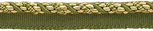 DÉCOPRO 27 Yard Value Pack of Medium 4/16 inch Olive Green Light Gold White, Noblesse Collection Lip Cord Style# 0416H Color: 010 - Olive Garden (25 Meters / 81 Ft.)