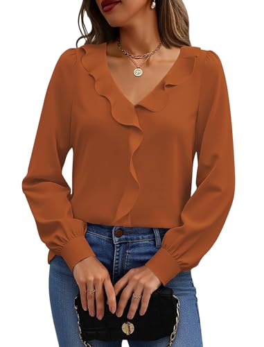 Halife Womens Long Sleeve Dressy Shirts Office Business Casual Tops