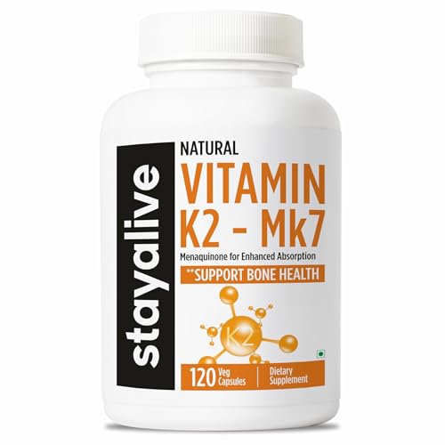 Image of STAY ALIVE Vitamin K2 MK-7 55mcg | High Absorption | 120 Capsules for Strong Bones & Heart Health | Non-GMO, Gluten-Free Vitamin K2 MK7 Supplement For Men and Women