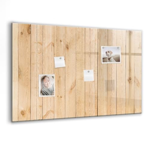 Tableau magnétique en verre 90x60 anti-traces pour planning quotidien bois