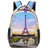Sac à Dos Femme Chic Sacs d'école Colorés Mignon Backpack Cartable Fille Primaire pour école et Plein Air Tour Eiffel Paris