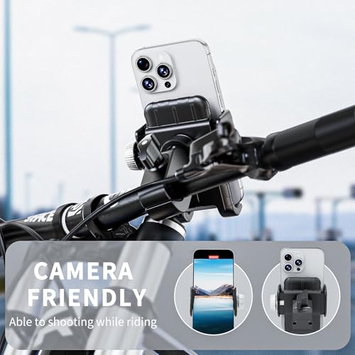 Image of Motorcycle Phone Mount, Bike Bicycle Mount Handlebar Cell Phone Clamp Ebike Scooter Phone Clip for iPhone 16 Pro Max /Plus, 15 Pro Max, S10, S20, More 4.7 inch to 6.8 inch Smartphones