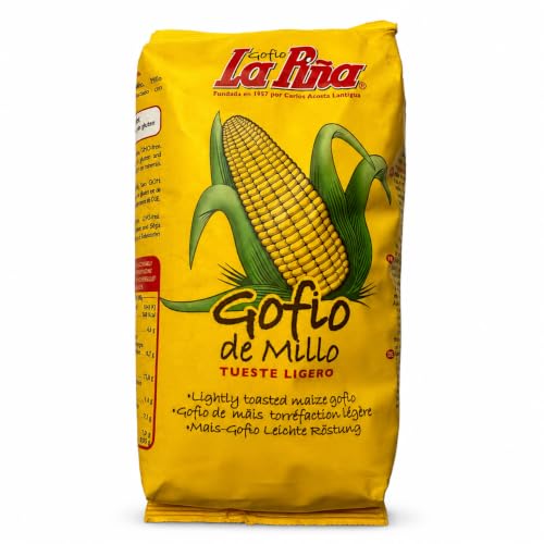 Gofio La Piña Millo Tueste Ligero 500g | Gofio Canario de Maíz Tostado Sabor Suave | Fuente Natural de Fibra y Proteínas Vegetales | Rico en Minerales | Ideal para Desayunos y Recetas