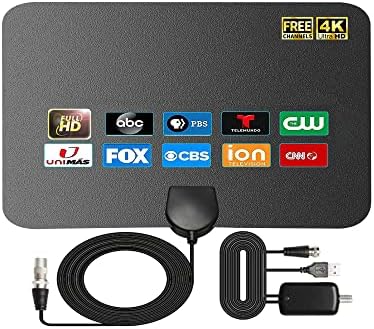 4K Amplified HD Digital TV Antenna Long 1000 Miles Range RUPA TV Antenna Indoor Support 4K 1080p Fire tv Stick and All Older TV's Indoor Smart Switch Amplifier Signal Booster with Coax HDTV Cable 18ft