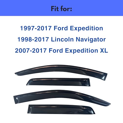 Image of IG Window Visors Fit for 1997-2017 Ford Expedition & 2007-2017 Ford Expedition XL, Out-Channel Rain Guards Vent Wind Deflectors 4PC, Car Accessories for 1998-2017 Lincoln Navigator