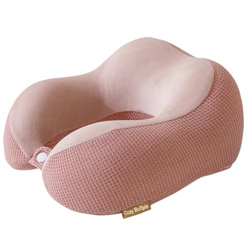 Cozy BoSpin Travel Pillow - Neck Pillow for Traveling, Memory Foam Portable Support Pillow,Comfortable and Lightweight Quick Pack for Camping,Sleeping Rest Cushion (Pink)