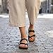 CUSHIONAIRE Luna Sandals for Women, Cork Footbed Womens Sandals for Summer Comfort with Adjustable Straps, Wide Width Available, BLACK 8W