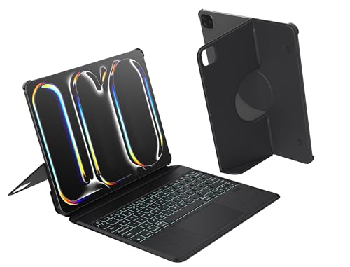 Nillkin Keyboard Case with Trackpad for iPad 10th Generation 2022 & 11th 2025, Bare Feel, Detachable 7 Colors Backlit Keyboard, 0-170° Adjustable Stand, Slim, Compatible for iPad 11 inch A16, Black