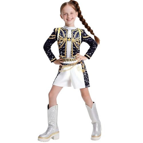 Girl Kids 3PCS Singer Costume Stage Outfits Halloween Cosplay Set Party Playwear