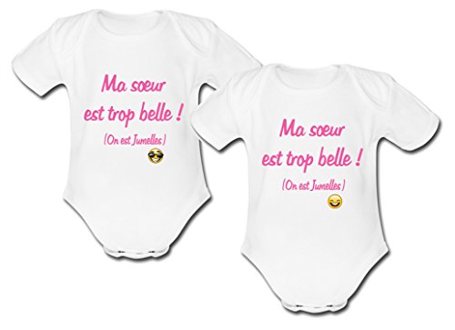 Body bébé manches courtes lot 2 jumelles cadeau de naissance humour