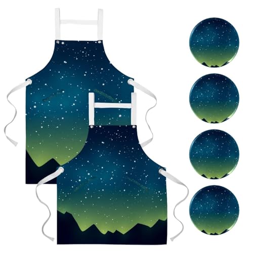 Tablier de cuisine pour restaurant et bar : lot de 2 grands tabliers de serveuse multicolores