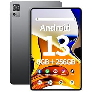 Tablet 11.97 Inch Android 13 Tablet PC 8GB RAM 256GB Storage, 2000 * 1200 FHD IPS Display, Octa-core Processor, Dual Camera(5MP+13MP), WiFi, Bluetooth, GPS, Type-c, 8000mAh Battery(Gray)