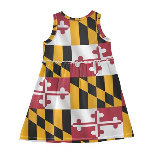 Traditional Maryland Us State Flag Summer Girl Dresses Cotton Dress Sleeveless Toddler Outfits Clothes Size 2t2