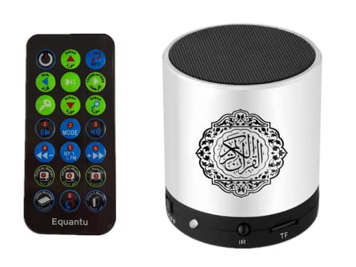 Kellegour Quran Speaker with Remote Control,USB Rechargeable Speaker,Remote Control Speaker Portable,Digital Quran Player,8GB TF FM Quran Translator,Over 18 Reciters,15 Translations Available(Silver)