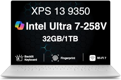 Dell XPS 13 9350�A34cm FHD+120Hz�f�B�X�v���C�AUltra 7 258V�A32GB DDR5�A1TB SSD�B | �v���~�A��AI�r�W�l�X�m�[�g�p�\�R���AIntel Arc 140V�A�o�b�N���C�g�t��KB�A�w��A2x Thund