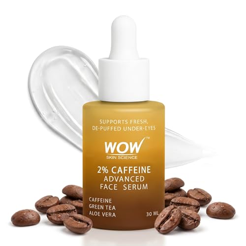 Image of WOW Skin Science 2% Caffeine Advanced Face Serum | Caffeine + Green Tea + Aloe Vera | De‑Puffing, Dark Circle & Tired Skin Relief | Energising Under‑Eye & Face Serum | Lightweight & Fast Absorbing | 30 ml