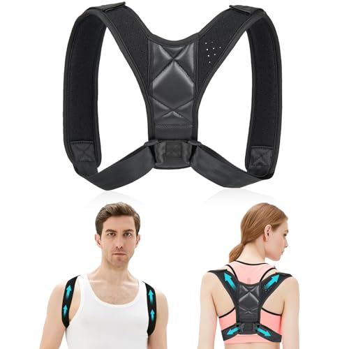 Back Brace Posture Corrector for Women Men, Back Straightener Posture Corrector, Soothing Discomfort from Bad Posture & Slumping, Neck Hump Corrector for Upper Back Clavicle Neck Shoulders (Medium)