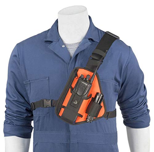 HOLSTERGUY RCH-101ORU (Orange) Radio Chest Harness Shoulder Radio Holster Chest Pack Adjustable Single Radio Pouch Two-Way Radio Holster for Motorola Radios and Walkie Talkies RCH-101ORU Made in USA