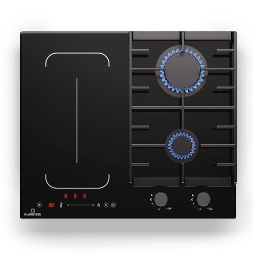 Klarstein MultiChef 4 Placa Mixta Gas Inducción - 4 Zonas (2 Gas, 2 Inducción),...