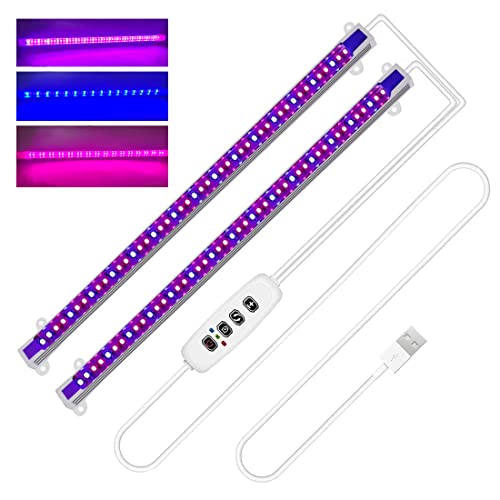 Craftsboys Tiras de luz LED de crecimiento de plantas de espectro completo para plantas de interior con temporizador de encendido/apagado automático, 48 LED/10 niveles regulables, lámpara de cultivo
