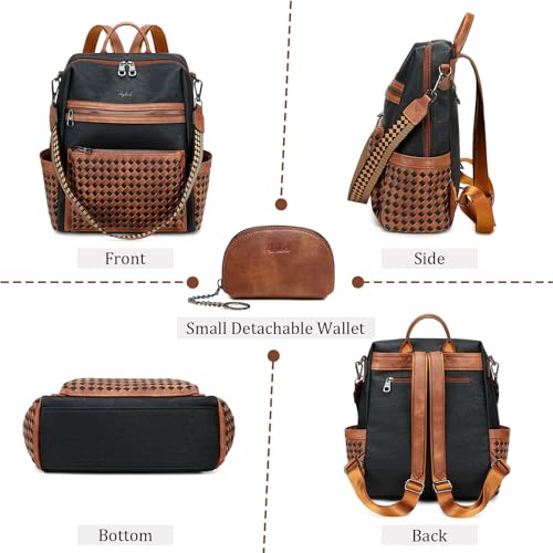 Image of AGLOD Leather Backpack Purse for Women Designer Ladies Shoulder Bag Fashion Faux Work Travel Handbags