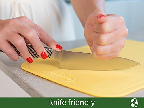Imeko Tpu Small Cutting Board, Bpa Free, Knife Friendly, Flexible, Dishwasher Friendly, Space Saving, Ergonomic Design,Thin Chopping Mat Yellow Size Mini 11" X 7.8" - Wt 5.6 Oz. #TOP3