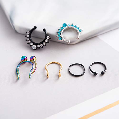 Yovoro 25Pcs Stainless Steel Fake Nose Ring Hoop For Men Women Faux Lip Ear Septum Ring Non-Pierced Body Jewelry Xk #TOP2