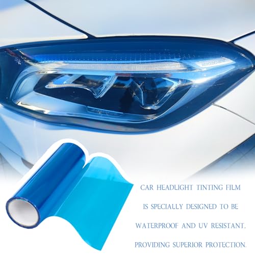 Scheinwerfer Folie 30 * 120cm Tönungsfolie Auto,Blau Folie Transparent,Selbstklebende Scheinwerfer Taillights Tönung Vinyl Film,Tönungsfolie für Auto Rücklichter Nebellichter (Blau)