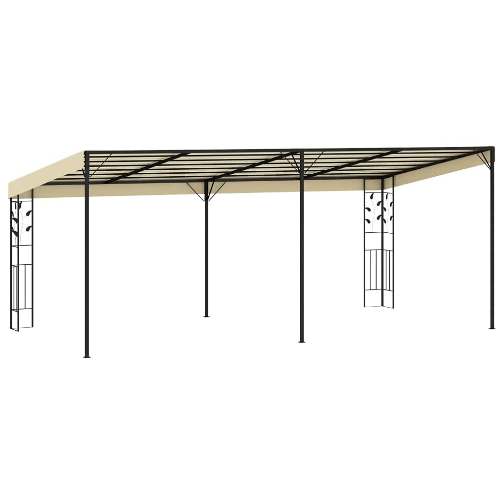 Gazebo a Parete 6x3x2,5 m Crema,Gazebo Pergola Con Telo Impermeabile Richiudibile E Struttura Rettangolare In Acciaio Inossidabile Ad Alta Densità, Per Arredo Giardino, Terrazzo e Attività Comme