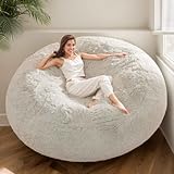 5FT Giant Fur Bean Bag Chair for Adult （no Filler） Furniture Big Round Soft Fluffy Faux Fur BeanBag Lazy Sofa Bed Cover(it was only a Cover, not a Full Bean Bag) Faux Fur BeanBag Lazy Sofa Bed Cover
