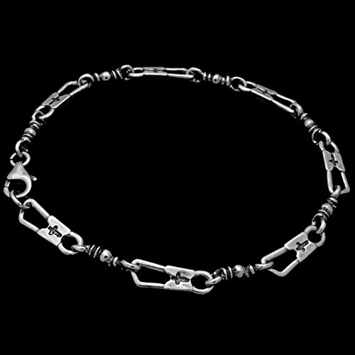 Blue Apple Co. Fisherman Link Bracelet Chain Solid 925 Sterling Silver Oxidize Design Cross2