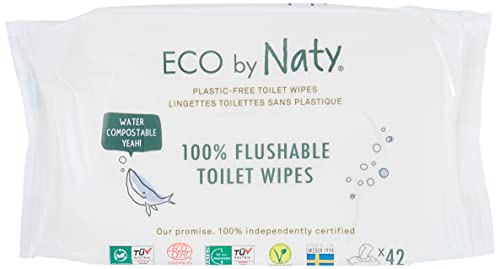 Eco by Naty, Toallitas húmedas para bebés, 504 unidades (12 x 42 toallitas) a base de plantas, toallitas húmedas compostables para bebés, 0% plástico, sin productos químicos desagradables