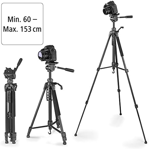 Hama Action 153 Lekki statyw do aparatu 3D z uchwytem na telefon komórkowy wysokość 60-153 cm, statyw z głowicą 3 pozycje statywu do lustrzanki, kompatybilny z kamerami