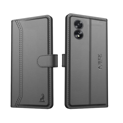 Image of AIBEX Compatible for Oppo A18 4G / Oppo A38 4G Flip Cover Leather Finish | Inside TPU with Card Pockets | Wallet Stand | Complete Protection Flip Case - Black