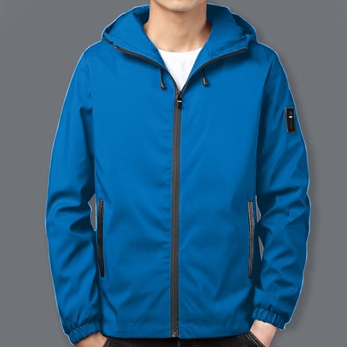 Men Rain Jacket Lightweight Hooded Windbreaker Waterproof Outdoor Sports Hiking Raincoat Long Sleeve Zip Coat Outwear2