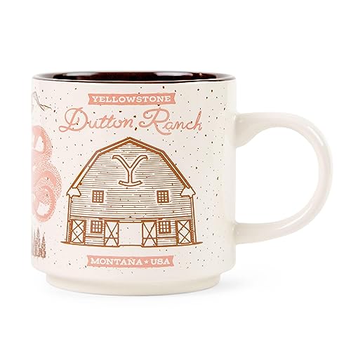 Silver Buffalo Yellowstone Dutton Ranch Ceramic Mug | Coffee Cup For Espresso, Tea, Cocoa | Holds 13 Ounces