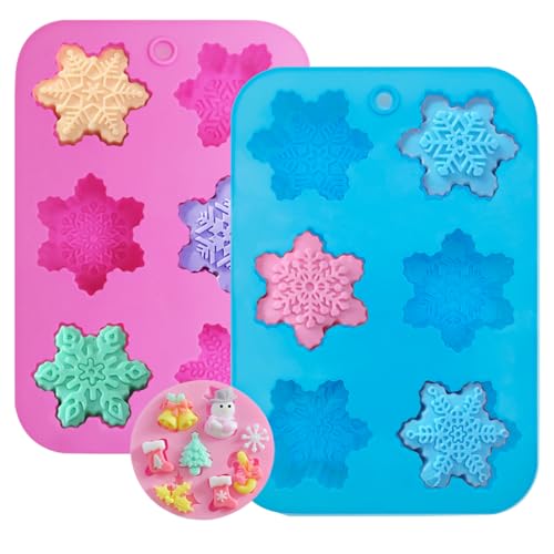 Christmas Snowflake Silicone Mold, DanziX 3 Pack 3D Snowflake Fondant Cake Soap Mould Handmade Molds
