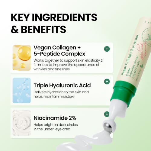 Image of AXIS-Y Vegan Collagen Eye Serum - K Beauty Triple Hyaluronic Acid & Peptide Collagen Serum Improve Skin Elasticity, Reduce Fine Lines & Dark Circles - Vegan Korean Skin Care Eye Cream (0.33 fl. oz.)