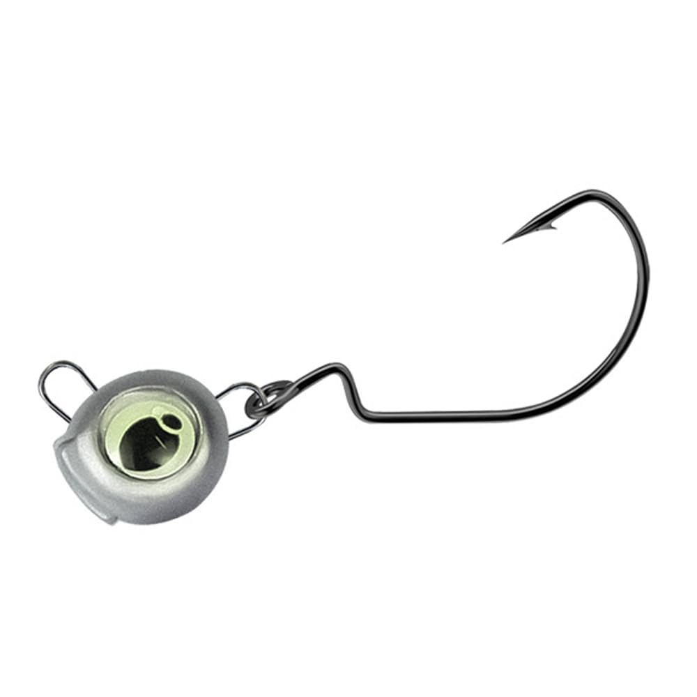 10Pcs Luminous Jig Heads, Glow 3D Eye Bait Hooks, Snagless Corrosion Resistant Weighted Offset Head for Heavy Cover Rock Bottom, Sea Bass Cod Pollock