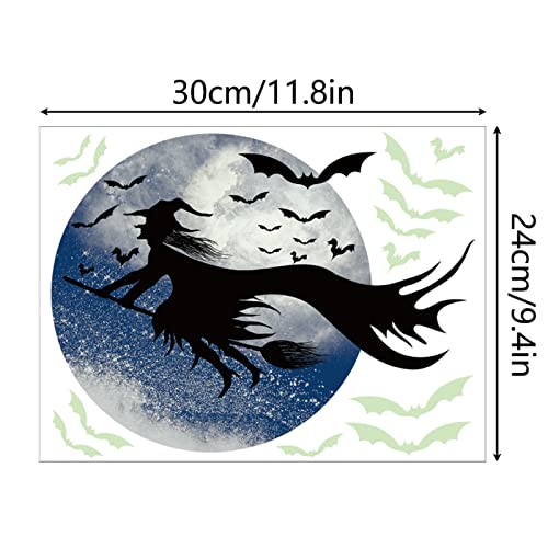 Halloween Decoration Sticker Glow In The Dark Bedroom Decals For Decoration Wall Sticker Visualization Luminous Stickers (Witchv/Moon) #TOP1