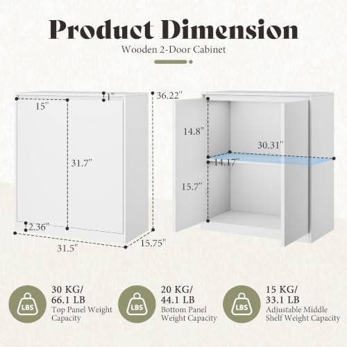 Image of AMERLIFE Modular DIY 2-Door Storage Cabinet, 32 x 16 x 36 Inch