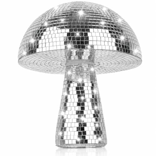 Sunshine Smile - Boule disco en forme de champignon, boule disco argentée, réflecteur à paillettes argentées, décoration d'intérieur, accessoires de...