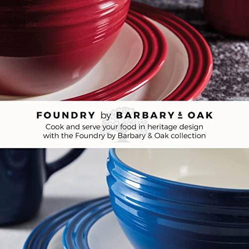 Barbary & Oak B0867011BLU Foundry 16 Piece Dinnerware Set, Ceramic Stoneware, Limoges Blue