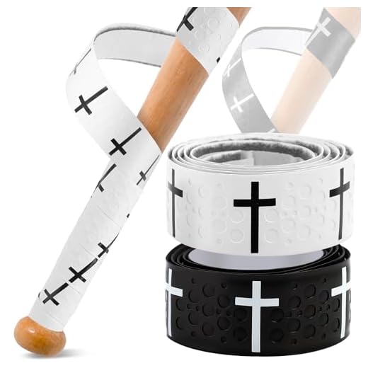 ArtisanWonders Cross Baseball Bat Grip Tape, 1.75mm Thickness, 2-Pack, Precut Religious Design Wraps for Baseball Softball Cricket (White/Black)