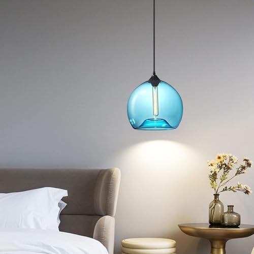 Lámpara moderna costera y de techo for comedor en cristal azul y vidrio soplado 6