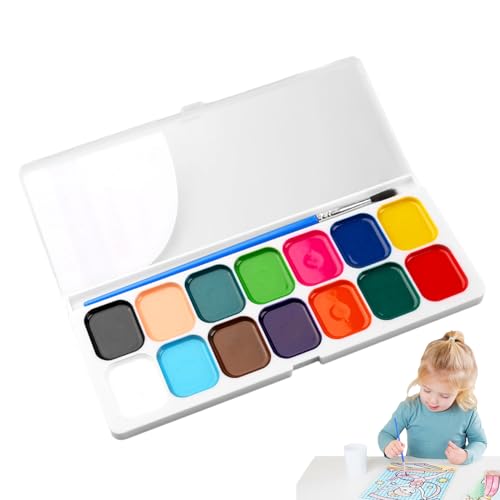 Kit d'aquarelle pour enfantss – Nuances rondes assorties, couleurs en vrac non toxiques, ensemble de pinceaux 12/14/18, activité idéale en classe, anniversaire, Pâques, fête des enfantss | Fournitures