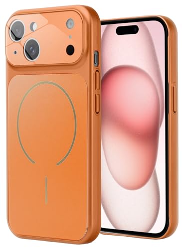 Image of SHINESTAR Premium Luxury Case Compatible with iPhone 15 Plus | Protective Back Cover with Camera Lens Safety | Wireless Charging Support | Slim Fit Durable Design | Enhanced Grip Protection Orange