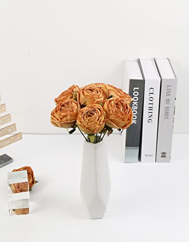 Ipopu Artificial Flowers For Decoration Fake Roses 20Pcs Coffee Brown Faux Roses With Stems Dried Floral Silk Flowers For Crafts For Coffee Table Centerpiece Decorations (Brown) #TOP2