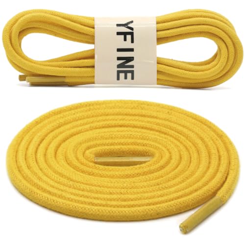 Image of YFINE Waxed Round Shoe Laces: 2 Pairs Oxford Shoelaces for Dress Shoes Boot | 4mm Thick, 20 Colors, 24 inch-71 inch, for Business Footwear, Chukka Boots, Men & Women