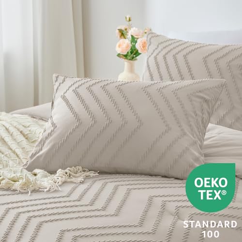 Cozylux Twin/Twin Xl Size Comforter Set Beige - 1 Pieces Boho Tufted Shabby Chic Bedding Comforter Set For All Seasons thumb #4